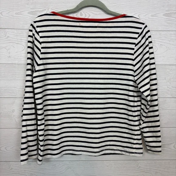 GREY STATE COASTAL TEE BLUE WHITE STRIPED LONG SLEEVE BLOUSE SIZE 1 SMALL - Picture 2 of 6